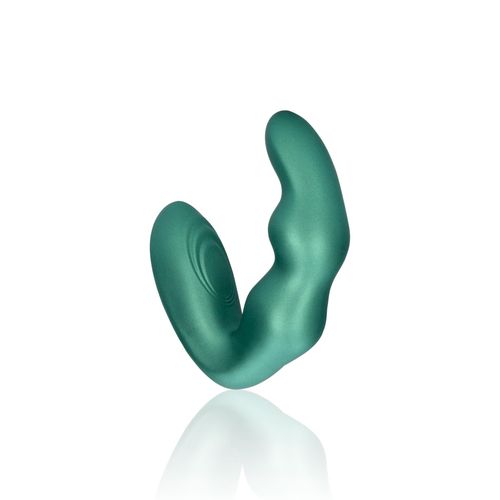 Bent Vibrating Prostate Massager with Remote Control - Metallic Green na Arena.pl
