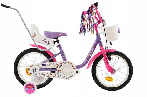 Rower 16" cali dziecięcy dla dziewczynki fotelik, kółka boczne,frędzle,kosz na Arena.pl
