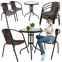 ZESTAW MEBLI OGRODOWYCH NA BALKON 2xKRZESŁO LORETTO + STÓŁ FI60 BRĄZ