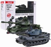 DUŻY ZESTAW Bitwa CZOŁGÓW Na Pilota R/C 2w1 Tiger Vs T-34 1:28 Dźwięki