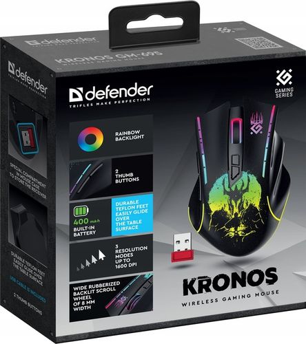 MYSZKA BEZPRZEWODOWA GAMINGOWA MYSZ DLA GRACZY USB DEFENDER Kronos GM-695 na Arena.pl