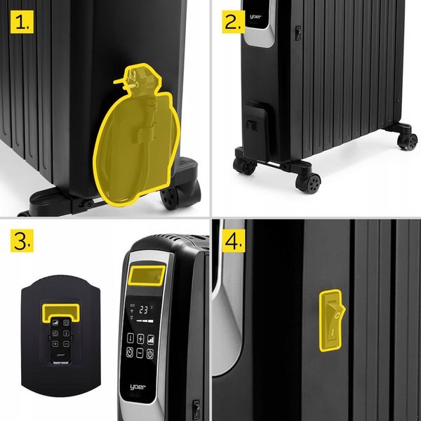 Grzejnik olejowy Yoer 2500W 10 żeberek +Timer +3 moce +Tryb zdjęcie 5