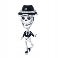 Zawieszka SREBRO 925 Charms Tańczący Szkielet w kapeluszu Halloween