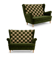 Sofa Kanapa Uszak Skandynawska zielono beż vintage Carol Duo Family Meble