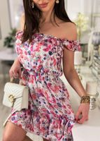 Sukienka hiszpanka w kwiaty biała DEEP