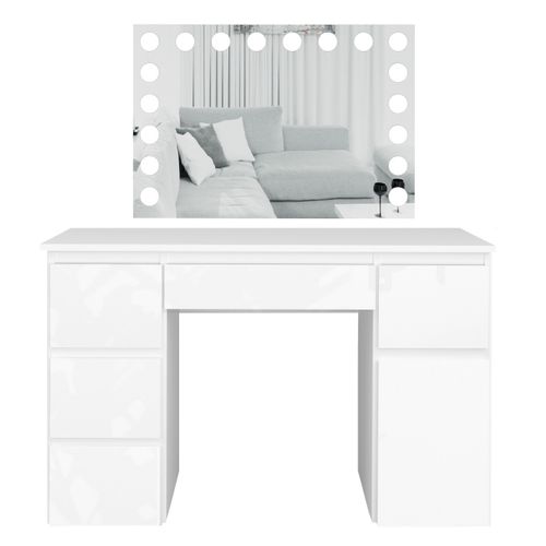 Toaletka MEGAN B2 z lustrem VISAGE biała/FRONTY POŁYSK na Arena.pl