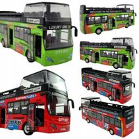 METALOWE AUTOBUSY miejski ZIELONY CZERWONY PIĘTROWY Double Decker ŚWIATŁA