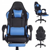 FOTEL GAMINGOWY MATERIAŁOWY KRZESŁO GRACZA BIUROWY NIEBIESKI