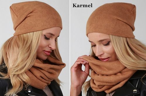 POLSKI Komplet CZAPKA + KOMIN Tunel Szal KOLORY Zestaw damski MODNY na Arena.pl