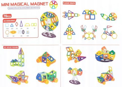 KLOCKI MAGNETYCZNE NOWE 76EL. na Arena.pl
