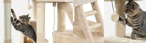 DRAPAK DLA KOTA WIEŻA LEGOWISKO DOMEK Z ZABAWKAMI BEŻOWY DUŻY XXL 120 cm na Arena.pl