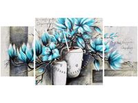 80X40CM ZEGAR MAGNOLIE NIEBIESKICH KOLORACH OBRAZ