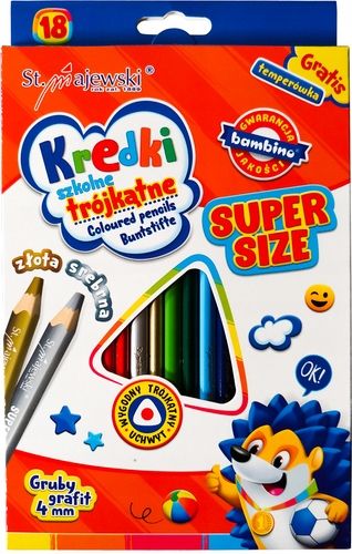 Kredki Szkolne Trójkątne Super Size 18 Kol. + Tem na Arena.pl