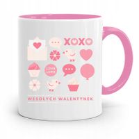 Kubek Różowy Na Walentynki Wesołych Walentynek Z Nadrukiem Ze Zdjęciem