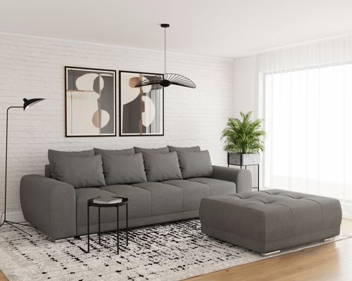 Kanapa Rozkładana Sofa z Funkcją Spania i Pojemnikiem Dakota Szara na Arena.pl