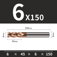 Frez TiSiN 4 ostrza Z-4 do stali nierdzewnej do 55HRC Roz. Ø6x45x6Dx150L