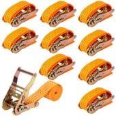 Zestaw 10 Pasów Mocujących z Klamrą 6m 25mm 800kg Pomarańczowy