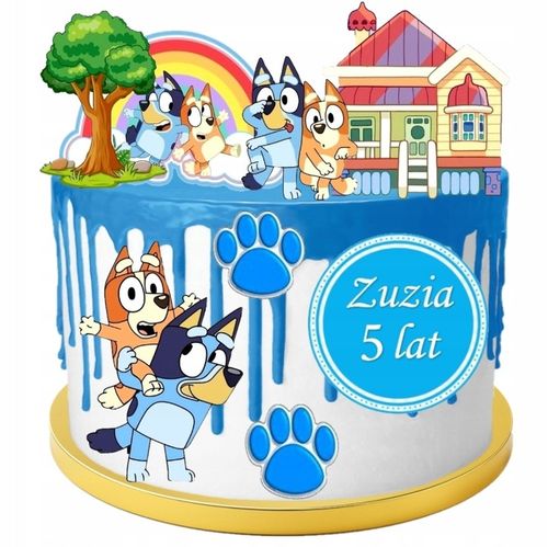 WYDRUK CUKROWY Opłatek na tort NIEBIESKI PIES PIESEK + TABLICZKA Z TEKSTEM na Arena.pl