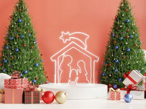 Lampki Zewnętrzne Dekoracja Ozdoba LED Neon Biały Świąteczne Stajenka IP44 na Arena.pl