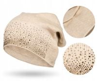 Czapka ciepła zimowa na jesień damska PETERSON beanie w kryształki modna