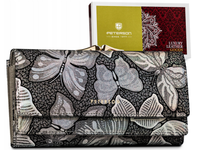 duży, skórzany portfel damski na zatrzask i bigiel - peterson