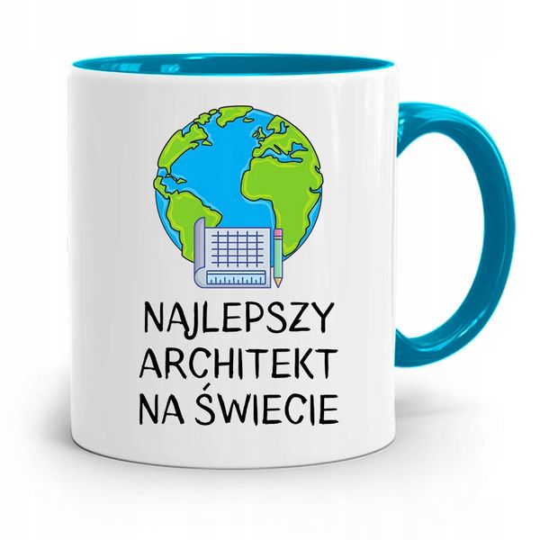 Kubek Błękitny Architekta Najlepszy Na Świecie Z Nadrukiem Ze Zdjęciem zdjęcie 1