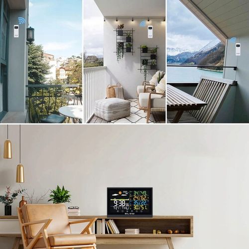 STACJA POGODY BEZPRZEWODOWA POGODOWA METEO TERMOMETR ZEGAR BUDZIK na Arena.pl