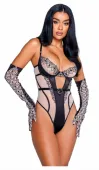 playboy bunny kiss body - haft serca, czarny tiul, satyna, s-l