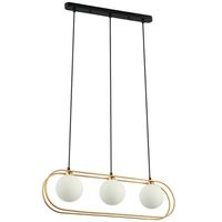 Modernistyczna LAMPA wisząca GROSETTA PND-53423-3-GD Italux owalny zwis do sypialni złoty biały