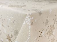 Świąteczny Obrus PVC Cerata Ozdobna Na Stół Wzór Beżowe Gwiazdki 140x10cm