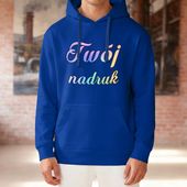 Bluza z kapturem indygo z Twoim nadrukiem - Kangaroo XL