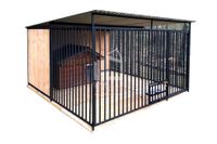 Kojec dla Psów 3x3m - drewniana podłoga ściany uchwyt na miski ID586