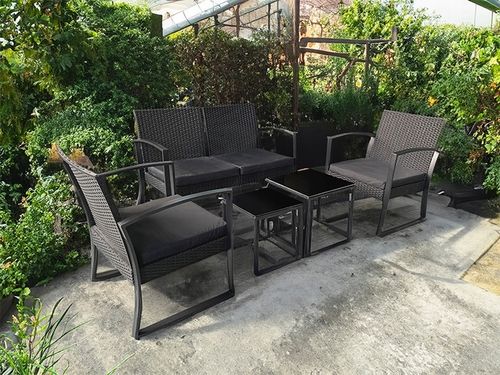 Zestaw mebli ogrodowych RODOS 5 elementów kanapa 2 fotele 2 stoliki na Arena.pl