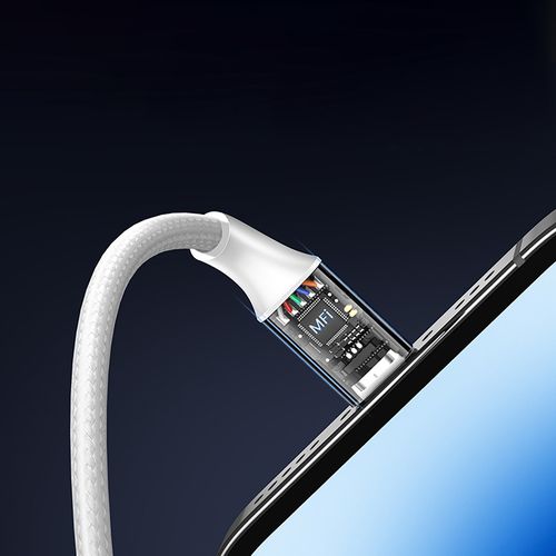Kabel przewód w oplocie USB-A - iPhone Lightning MFi 2m - srebrny na Arena.pl