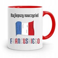 Kubek Czerwony Na Dzień Nauczyciela Francuskiego Z Nadrukiem Ze Zdjęciem
