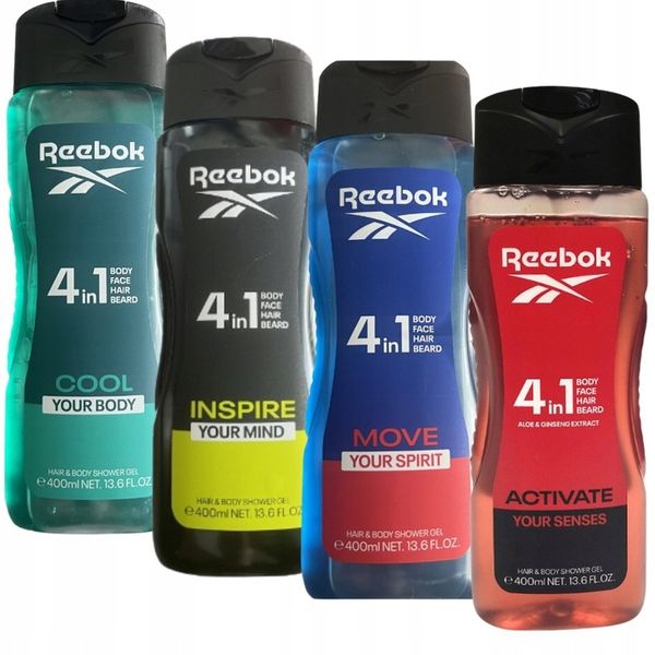 REEBOK MEN MĘSKI ŻEL POD PRYSZNIC DLA MĘŻCZYZN 4W1 ZESTAW MIX 4X 400ML zdjęcie 1