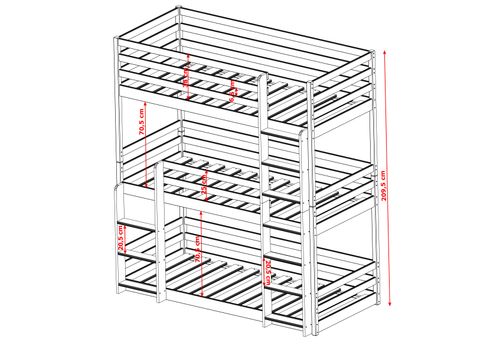 ŁÓŻKO PIĘTROWE TED 80X200 3- osobowe na Arena.pl