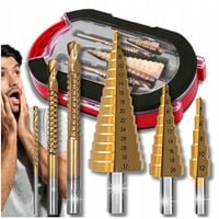 WIERTŁA STOPNIOWE STOŻKOWE ZESTAW 6szt 4-32mm