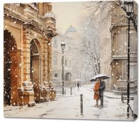 Obraz 100x90cm Zimowy Spacer Starym Miastem