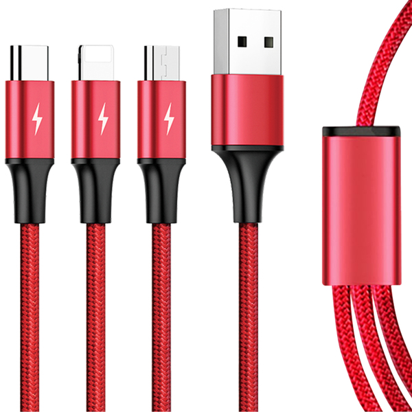 Unitek 3-in-1 USB Kabel ładujący C4049RD zdjęcie 2