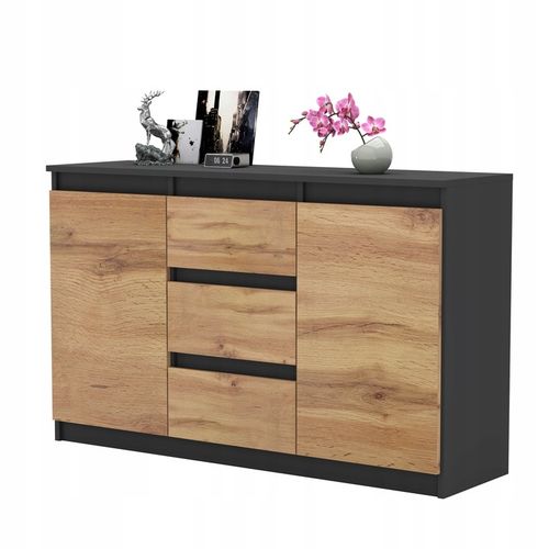 Komoda ANTRACYT WOTAN z szufladami Duza Szafka AGA 120cm do Sypialni na Arena.pl