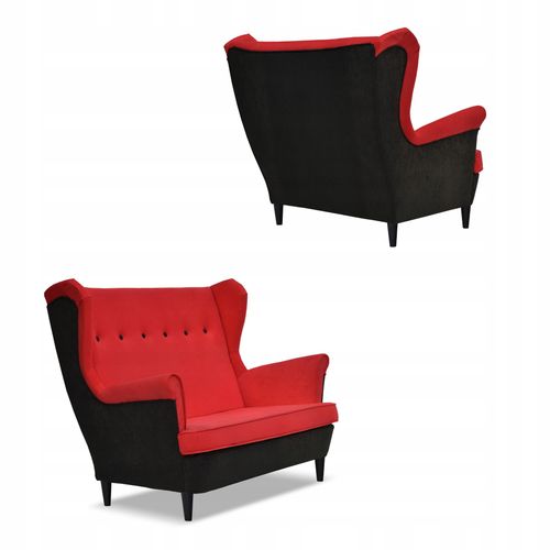Zestaw wypoczynkowy ARI DUO sofa fotele Family Meble czarno - czerwony na Arena.pl