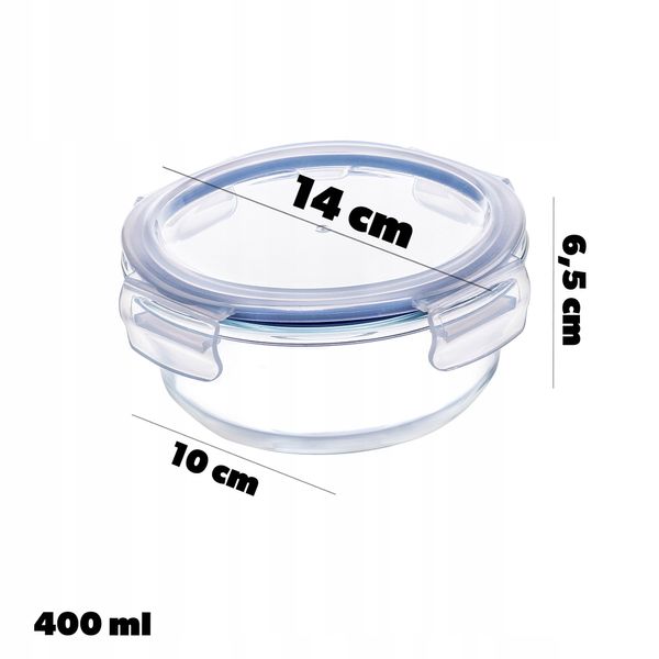 KADAX Szklany Pojemnik Na Żywność 400ml Z Pokrywką Śniadaniówka zdjęcie 3