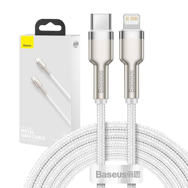kabel usb-c do lightning baseus cafule, pd, 20w, 2m (biały) zdjęcie 12