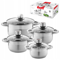 Komplet garnków Florina Pablo INOX 8 el. z termometrem indukcja gaz