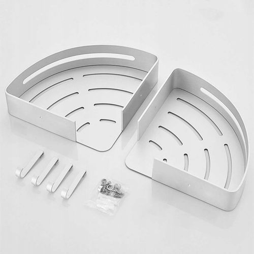 PÓŁKA ŁAZIENKOWA POD PRYSZNIC NAROŻNA SREBRNA ŚCIENNA PRYSZNICOWA KPL 2szt na Arena.pl