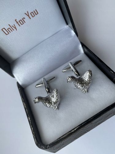 Spinki do mankietów EXC KURA Kurka Nioska Znosząca Złote Jaja w białym Etui na Arena.pl