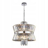 Lampa Wisząca AURELIA Srebrny Szklane Kryształy 12xE14 54x120cm Żyrandol