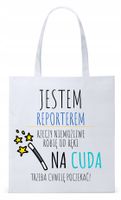 Dla Dziennikarza Prezent Torba Eco Biała Shopper Z Nadrukiem Ze Zdjęciem