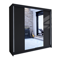 SZAFA PRZESUWNA TALIN II z lustrem 180 Garderoba - CZARNY